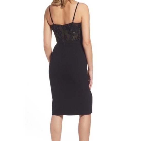 🥒 Dress the Population Giulia Black Lace Sequin Cocktail Mini Midi LBD Dress M - Picture 2 of 13
